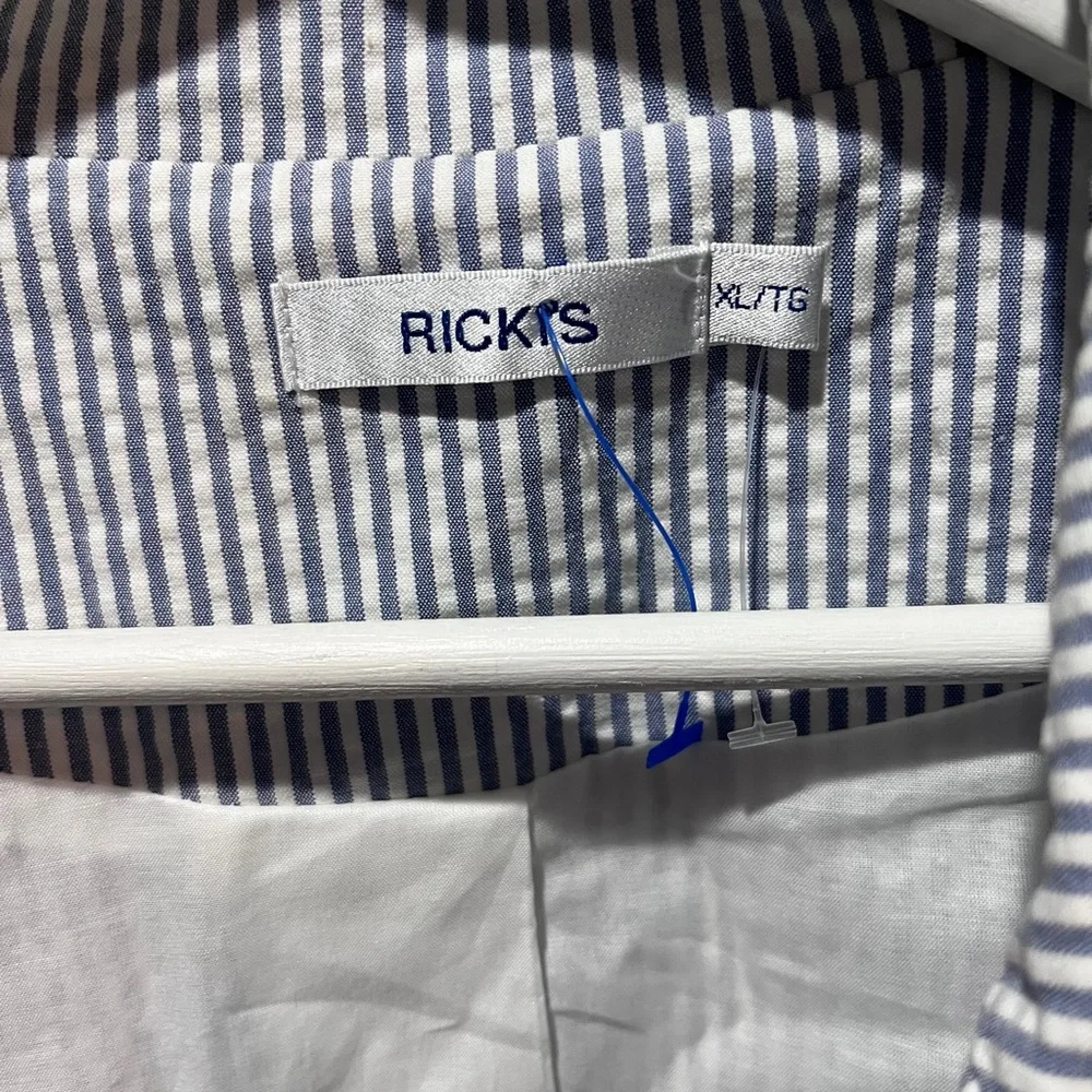 Women's Striped Blazer - White and Blue - Picture 3 of 4